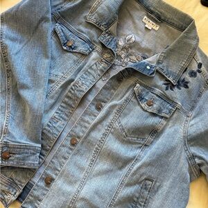 Denim Jacket with Floral Embroidery